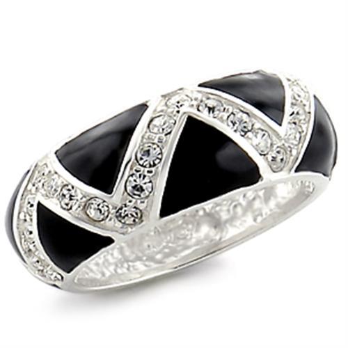 JCE615 High-Polished 925 Sterling Silver Ring with Top Grade Crystal  in Clear