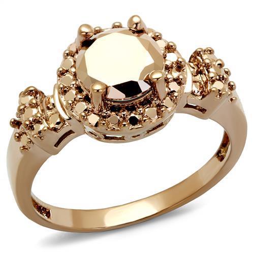 JCE1193 IP Rose Gold(Ion Plating) Brass Ring with AAA Grade CZ  in Metallic Light Gold