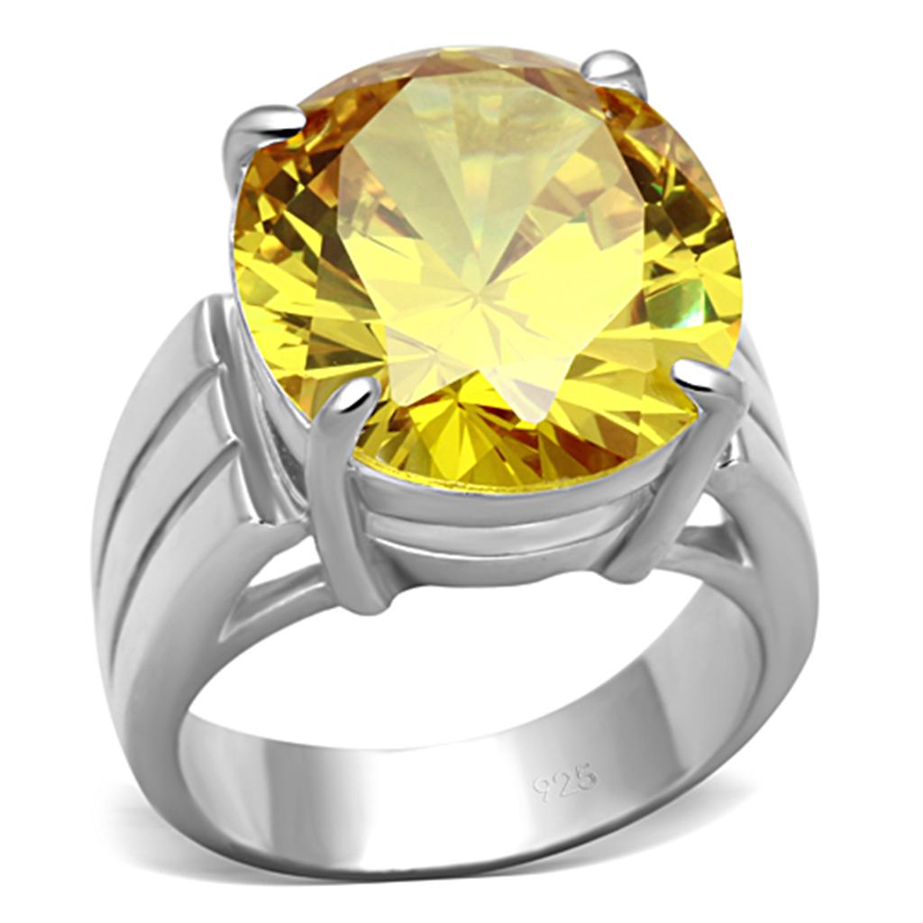 JCES677 Silver 925 Sterling Silver Ring with AAA Grade CZ  in Topaz